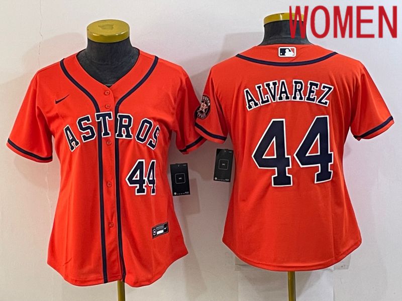 Women Houston Astros #44 Alvarez Orange Game Nike 2022 MLB Jerseys->youth mlb jersey->Youth Jersey
